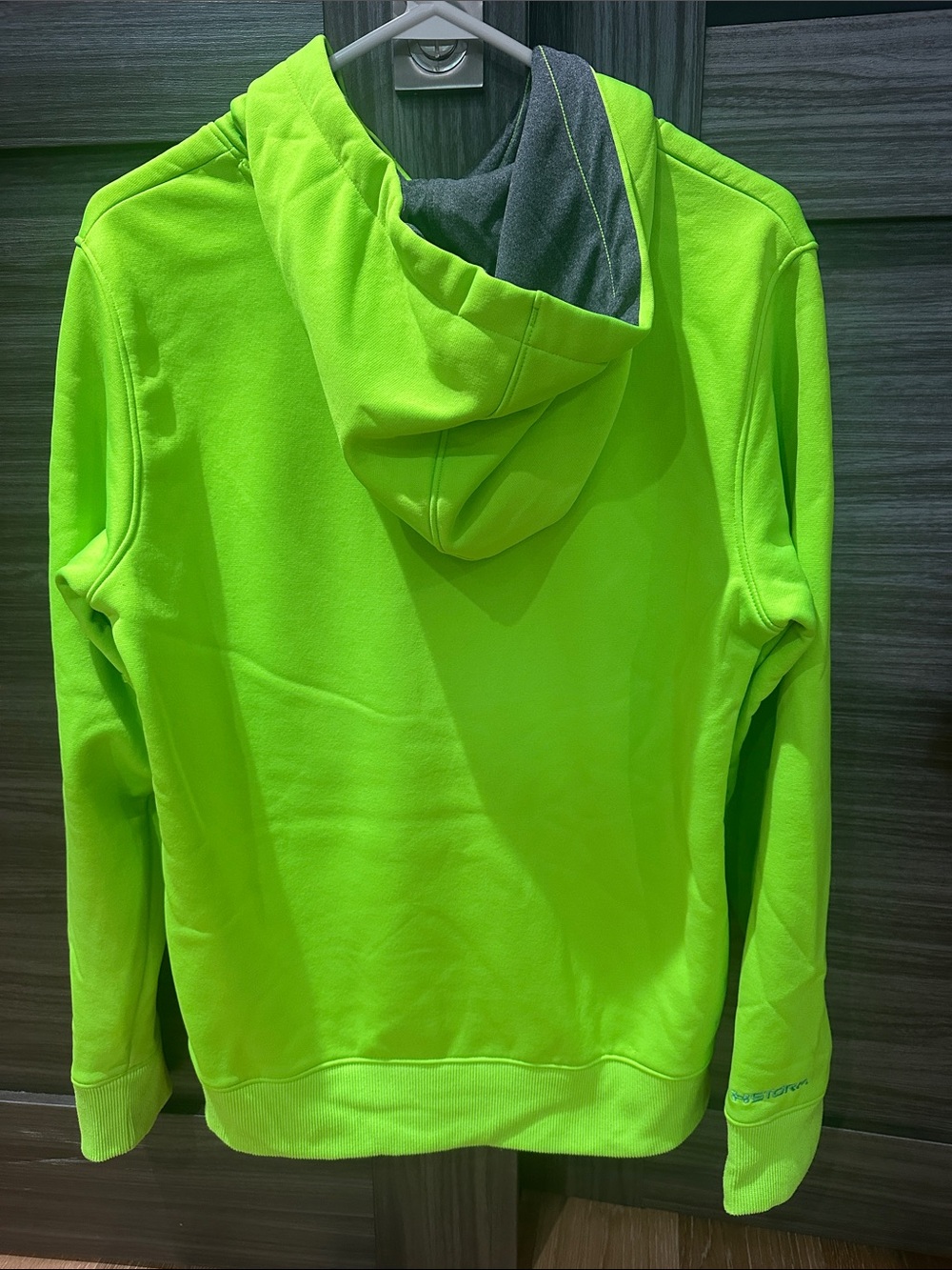 Under Armour Neon Lime Green Hoodie with Logo - Picture 2 of 3